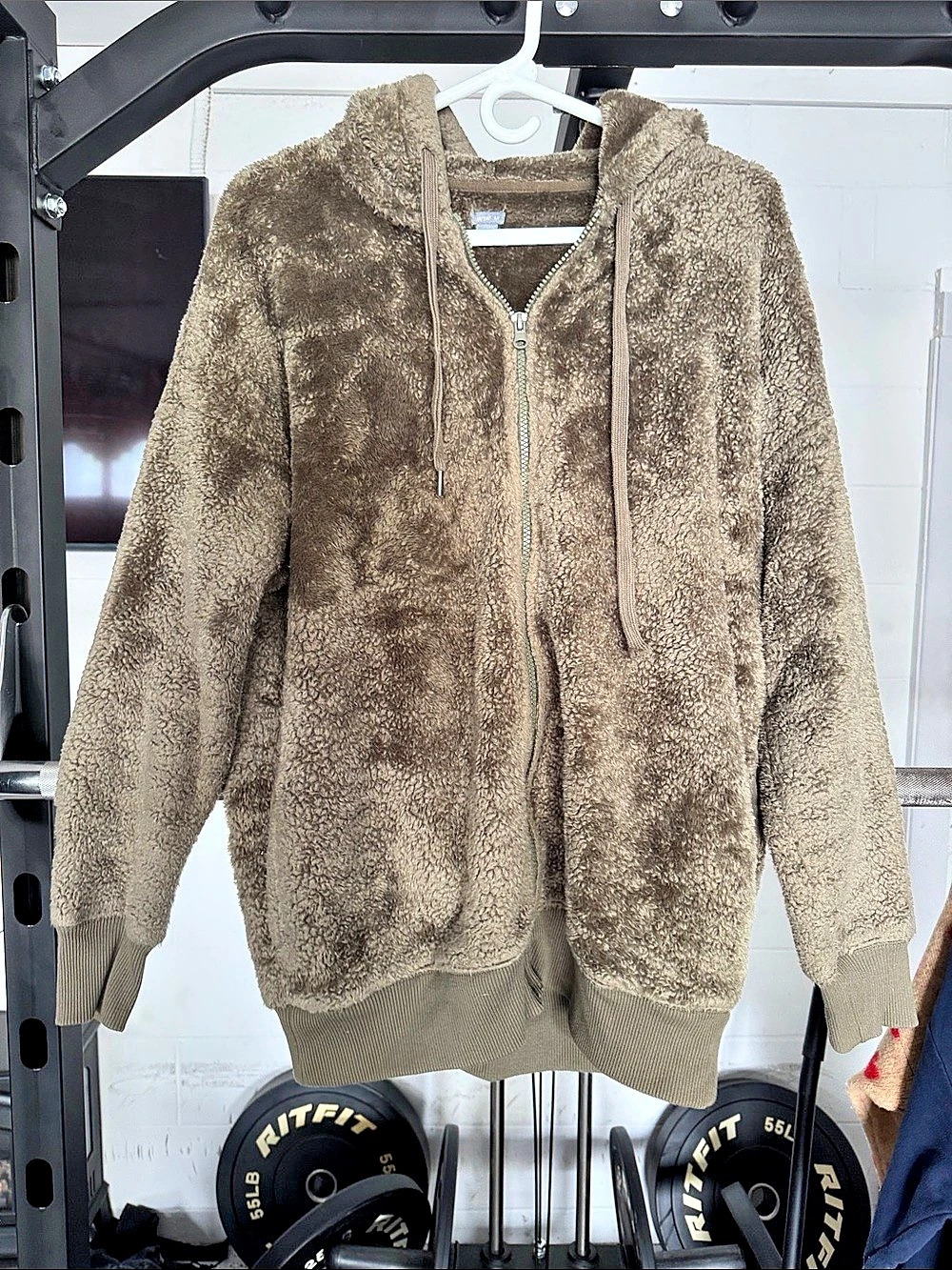 Aerie Women'Small Brown Teddy Zip Hoodie Size Small Like New